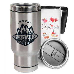 Mug thermos blanc ou inox 500 ml Mugs personnalisés isothermes métal blanc et inox