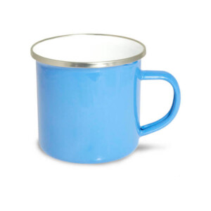 Réf. MugEmailCouleur - Bleu clair Mug émaillé personnalisable bleu clair