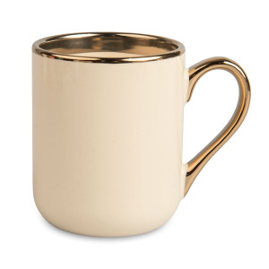 Réf. MugEle - crème Tasse céramique personnalisable couleur crème avec anse et liseret or