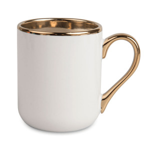 Réf. MugEle - blanc Mug céramique personnalisable avec dorures et anse élégante
