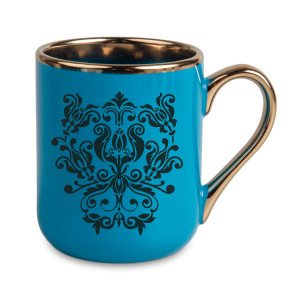 Réf. MugEle - bleu Tasse bleue personnalisée avec anse et liseret or