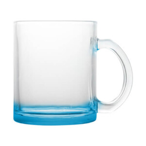 Réf. MugVerreTransp - bleu clair Mug à personnaliser en verre transparent et fond bleu clair