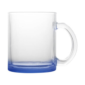 Réf. MugVerreTransp BF Mug en verre fond bleu foncé à personnaliser