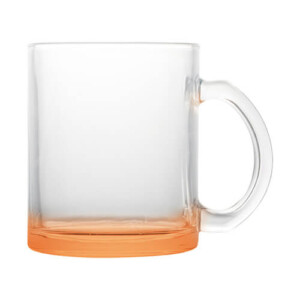 Réf. MugVerreTransp - orange Mug orange en verre transparent à personnaliser