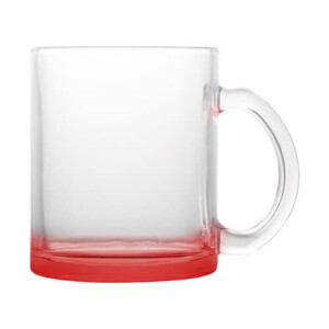 Réf. MugVerreTransp - rouge Mug personnalisable en verre fond rouge