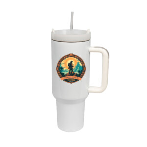 Tasse isotherme XXL très grande taille personnalisée, avec paille et couvercle