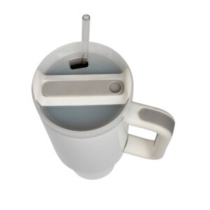 Tasse isotherme personnalisable de voyage dite "Stanley Cup" avec couvercle et paille