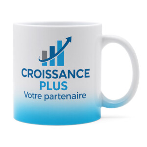 MugFD bleu brillant Mug entreprise personnalisé avec logo et texte - Fond bleu 330 ml