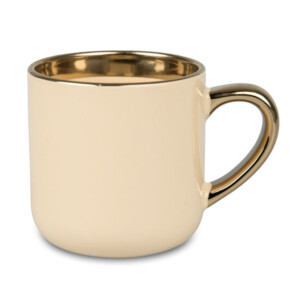 Réf. Mug400OrC-crème Mug couleur crème premium personnalisable, anse et liseret or
