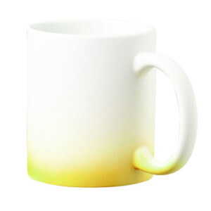MugFD jaune mat Mug avec fond dégradé jaune, aspect mat, imprimable par sublimation