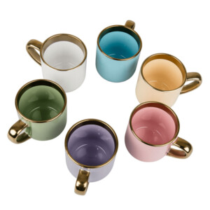 Mugs céramique couleur 400 ml à personnaliser - anse et liseret Or