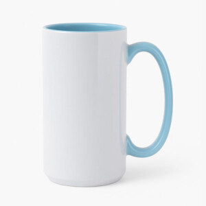 Réf. MugET - bleu Mug céramique gande hauteur intérieur et anse bleu clair personnalisable par sublimation