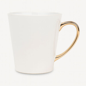 Tasse céramique conique avec anse or, personnalisable par sublimation