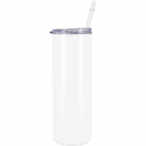Tumbler blanc inox isotherme, gobelet gourde personnalisable avec paille et couvercle