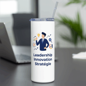 Tumbler/gobelet isotherme personnalisé avec logo entreprise et texte.